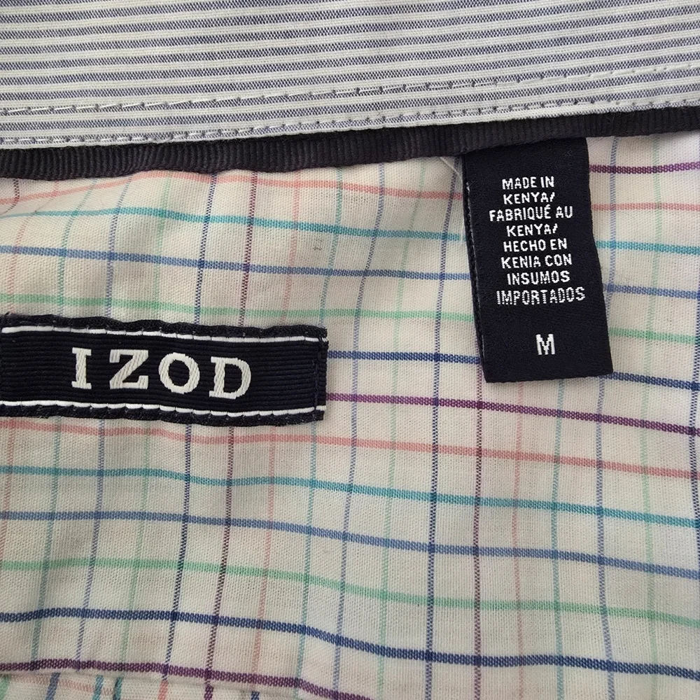 IZOD Men's White Colored Plaid Shirt NWT Medium - Picture 6 of 10